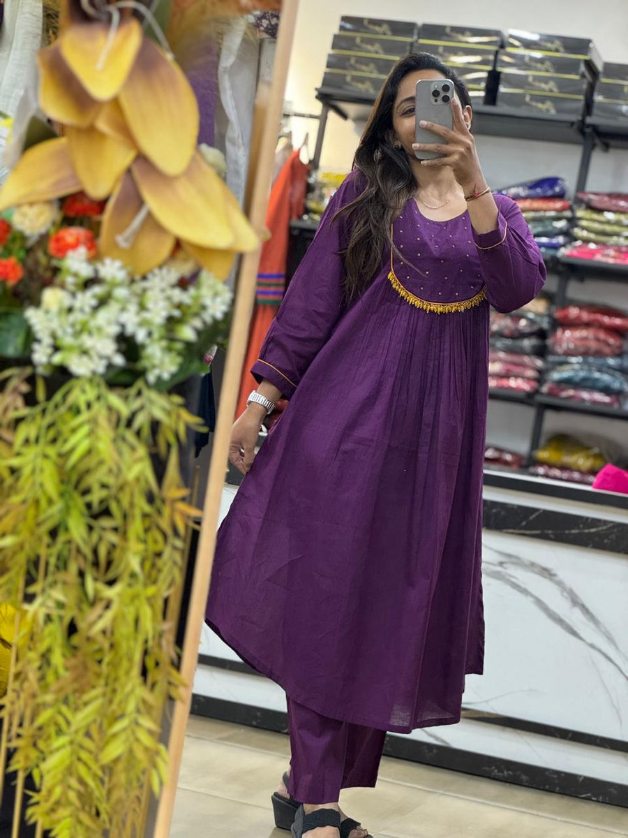 A line Dress For women With Pure cotton Fabrics