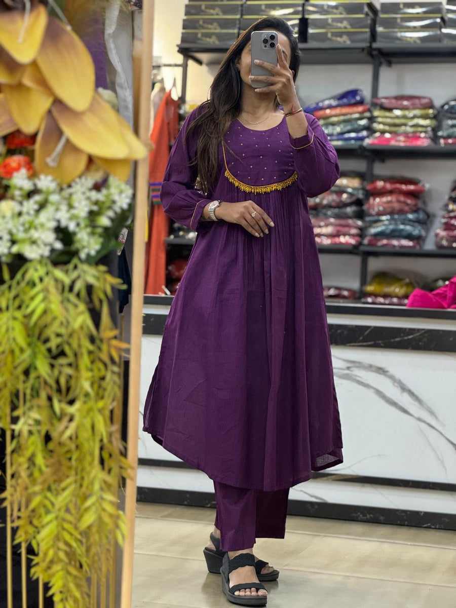 A line Dress For women With Pure cotton Fabrics