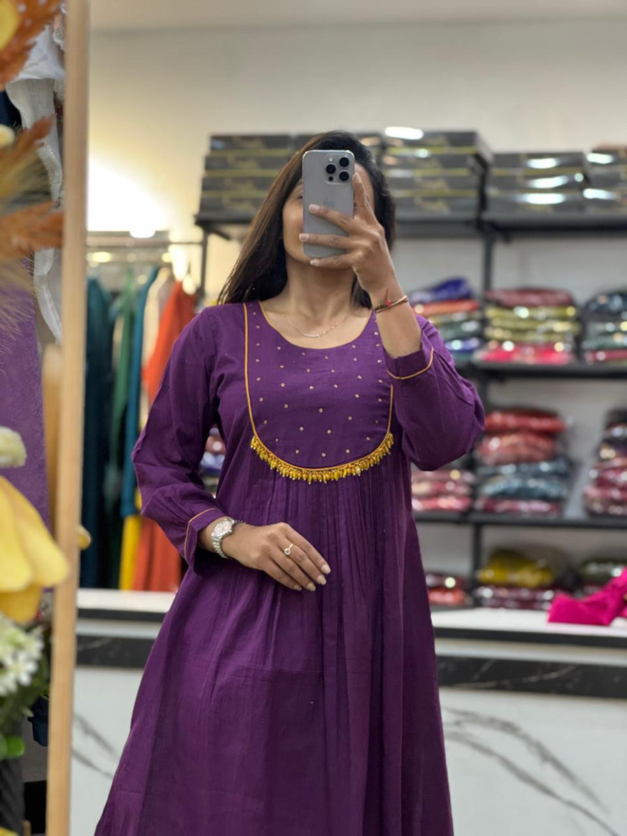 A line Dress For women With Pure cotton Fabrics