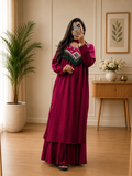 Magenta Cotton Western Look Kurta Set with Palazzo & Dupatta for Women