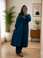 Indigo Cotton  Kurta Plazo Set With Beads Work | Gopi Designer Studio